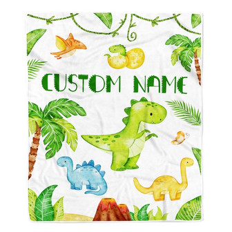 Cute Dinosaur Blanket For Newborn Son Grandson Nephew Birthday Christmas Customized Blanket - Thegiftio