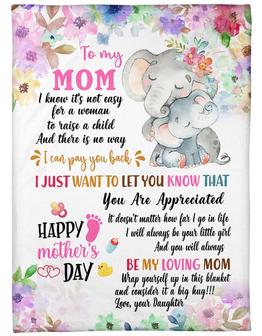 Cute Elephant To My Mom Happy Mother's Day Blanket Gift For Mom From Daughter Home Decor Bedding Couch Sofa Soft - Thegiftio UK