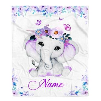 Cute Elephant Purple Blanket For Newborn Baby Girl Daughter Granddaughter Niece Birthday Christmas Fleece Blanket - Thegiftio UK