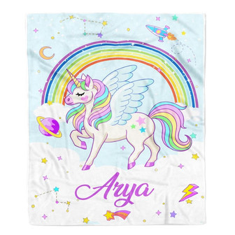 Cute Unicorn Blanket for Daughter Granddaughter Niece Birthday Christmas Customized Fleece Blanket - Thegiftio