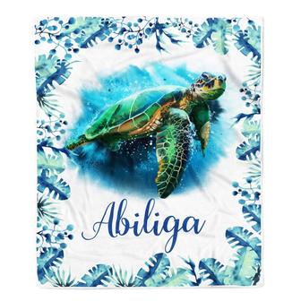 Cute Watercolor Sea Turtle Customized Blanket For Nursery Baby Kids Son Daughter Granddaughter Niece - Thegiftio UK