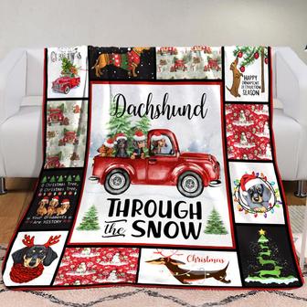 Dachshund Christmas Fleece Blanket Throw Blanket Christmas Throw Blanket - Thegiftio UK