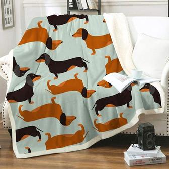 Dachshund Throw Blankets, Soft Flannel Blanket Warm Cozy Fleece Blanket Cute Cartoon Fuzzy Dachshund Blanket for Couch Bed Chair Sofa - Thegiftio UK