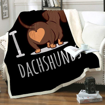 Dachshund Throw Blankets, Soft Fleece Warm Cozy Fleece Blanket Cute Cartoon Fuzzy Dachshund Blanket for Couch Bed Chair Sofa - Thegiftio UK