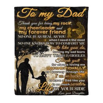 To My Dad, Thank You For Being My Rock,Fleece Blanket Gift For Father Family Home Decor Bedding Couch Sofa Soft - Thegiftio UK