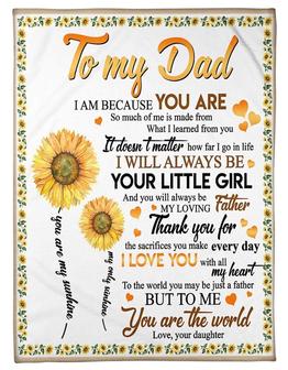 To My Dad, You Are The World,Fleece Blanket Gift For Father Family Home Decor Bedding Couch Sofa Soft And Comfy Cozy - Thegiftio UK