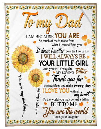 To My Dad, You Are The World,Fleece Blanket Gift For Father Family Home Decor Bedding Couch Sofa Soft And Comfy Cozy - Thegiftio UK
