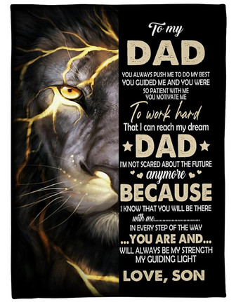 To My Dad You Always Push Me To Do My Best Strong Lion Blanket Gift For Dad From Son Birthday Gift Home Decor - Thegiftio UK