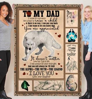 To My Dad You Are Appreciated, Love Wolf Fleece Blanket Gift For Father Family Home Decor Bedding Couch Sofa Soft - Thegiftio UK