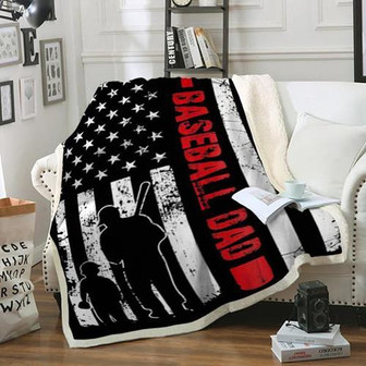 To My Dad Baseball Dad Fleece Blanket Gift For Dad Baseball Lover Birthday Gift Bedding Couch Sofa Soft And Comfy Cozy - Thegiftio UK