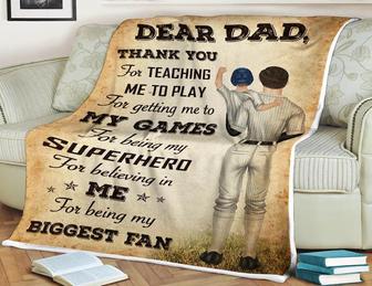 To My Dad Blanket, For Teaching Me to Play, For Getting Me To My Games, Gift For Dad Family Home Decor Bedding Couch - Thegiftio UK