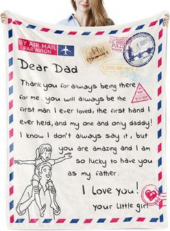 To My Dad Blanket from Daughter, Birthday Gift for Dad Christmas Air Mail Letter Printed Blankets - Thegiftio UK