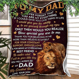 To My Dad Blanket Lion Blanket From Son,Fleece Blanket Gift For Father Family Home Decor Bedding Couch Sofa Soft - Thegiftio UK