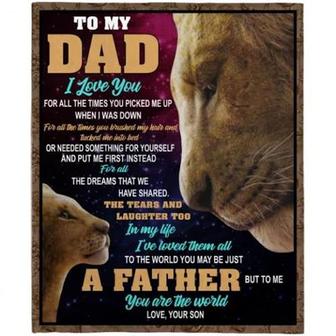 To My Dad The Dreams That We Have Shared Lion Father's Day Gift From Son Black Fleece Blanket For Daddy Home Decor - Thegiftio UK