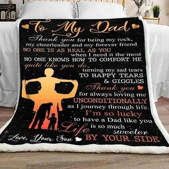 To My Dad To Happy Tears & Giggles Fleece Blanket Gift For Dad From Son Home Decor Bedding Couch Sofa Soft - Thegiftio