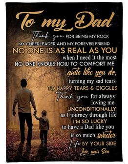 To My Dad I'm So Lucky To Have A Dad Like You Fleece Blanket Gift For Dad Gift For Birthday Father s Day Family - Thegiftio UK