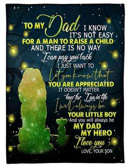 To My Dad, For A Man To Raise A Child,Fleece Blanket Gift For Father Family Home Decor Bedding Couch Sofa Soft - Thegiftio UK