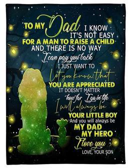 To My Dad, For A Man To Raise A Child,Fleece Blanket Gift For Father Family Home Decor Bedding Couch Sofa Soft - Thegiftio UK