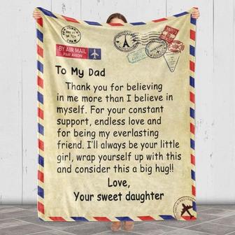 To My Dad I Love You Blanket, Gift For Dad, Father's Day Gift, Air Mail Blanket For Dad, Gift From Daughter To Dad - Thegiftio UK