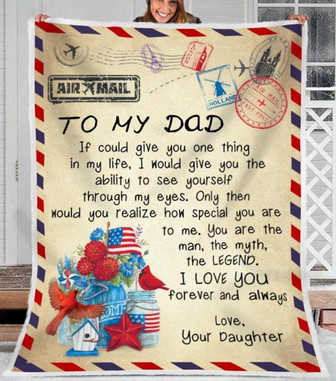 To My Dad I Love You Forever And Always, Cardinal Bird Fleece Blanket Gift For Father For Family Home Decor - Thegiftio UK