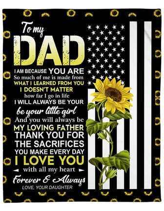 To My Dad I Love You With All My Heart Fleece Blanket Gift For Father From Daughter For Birthday Home Decor - Thegiftio UK