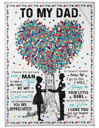 To My Dad I Love You Tree Color Blanket Gift For Dad From Daughter Birthday Gift Home Decor Bedding Couch Sofa Soft - Thegiftio UK