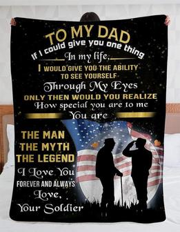 To My Dad You Are The Man The Myth The Legend, Soldier Fleece Blanket Gift For Father Birthday Home Decor Bedding Couch - Thegiftio UK