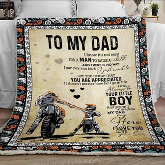 To My Dad Motocross You Are Appreciated Blanket Gift For Dad From Son Birthday Gift Home Decor Bedding Couch Sofa Soft - Thegiftio UK