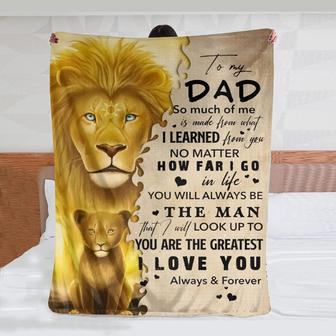 To My Dad from Son Daughter Blankets -Lion Blanket - Fleece Blankets Father's Day Birthday Gifts - Thegiftio UK