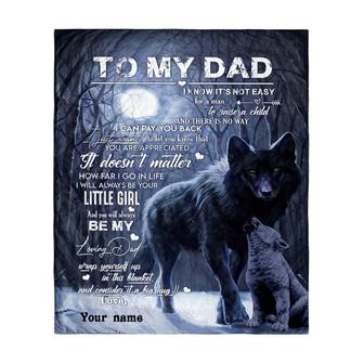 To My Dad Wolf Custom Name Fleece Blanket Home Decor Bedding Couch Sofa Soft And Comfy Cozy - Thegiftio UK