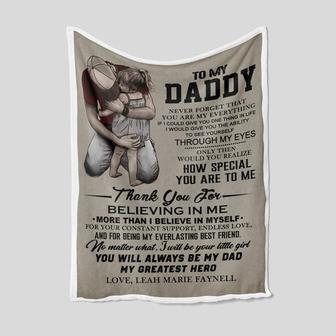 To My Daddy Thank You For Believing In Me Blanket Gift For Dad Father's Day Birthday Gift Home Decor Bedding Couch - Thegiftio UK