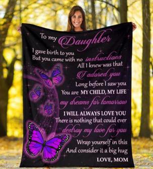 To My Daughter I Adored You Fleece Blanket Animal Gift For Family,Birthday,Daughter,Butterflies Lover Gift Home Decor - Thegiftio UK