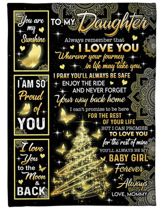 To My Daughter Always Remember That I Love You Butterfly Christmas Tree Blanket Gift For Daughter From Mom Home Decor - Thegiftio UK