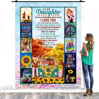 To My Daughter Always Remember How Much I Love You - Hippie Girl Fleece Blanket Gift From Mom To Daughter Birthday Gift - Thegiftio