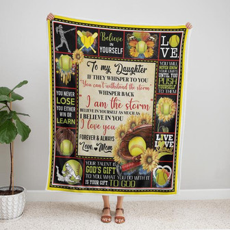 To My Daughter Baseball Sunflower Blanket Gift for Daughter From Mom, Gift For Baseball Lovers Birthday Gift Home Decor - Thegiftio UK