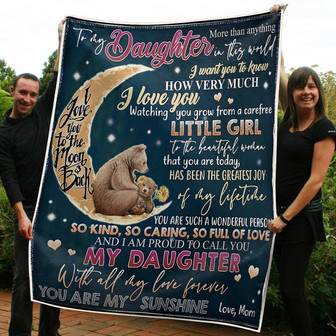 To My Daughter Bears On The Moon You Are My Sunshine Gift From Mom Fleece Blanket Gift For Christmas - Thegiftio