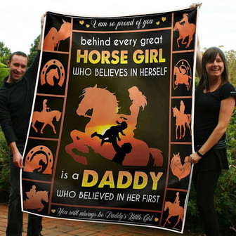 To My Daughter Behind Every Great Horse Girl Gift From Dad Fleece Blanket Gift For Christmas, Home Decor - Thegiftio UK