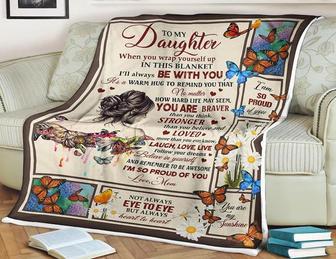 To My Daughter Believe In Yourself Fleece Blanket Animal Gift For Family,Birthday,Daughter,Butterflies Lover Gift - Thegiftio UK