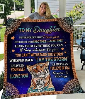 To My Daughter Believe in Yourself Fleece Blanket, Christmas Gift, New Year Gift, Love From Dad, Love From Mom - Thegiftio UK