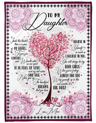 To My Daughter Believe In Yourself Mandala Butterflies Tree Blanket Gift For Daughter From Mom Birthday Gift Home Decor - Thegiftio UK