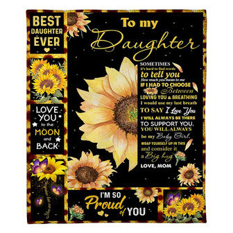 To My Daughter Best Daughter Ever Fleece Blanket Family Gift Home Decor Bedding Couch Sofa Soft And Comfy Cozy - Thegiftio UK