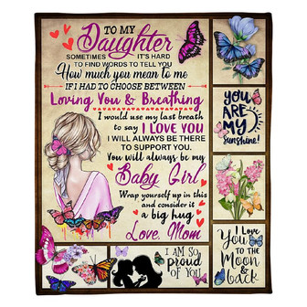 To My Daughter Big Hug Fleece Blanket Gift From Mom Family Gift Home Decor Bedding Couch Sofa Soft And Comfy Cozy - Thegiftio UK