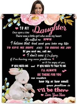 To My Daughter Blanket Gift from Mom - Love Letter Bunny Daughter Blanket - Thegiftio UK