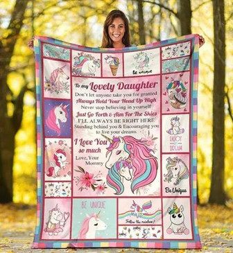 Daughter Blanket, To My Daughter Don't Let Anyone Take You Granted Unicorn Fleece Blanket, Love Unicorn Blanket - Thegiftio