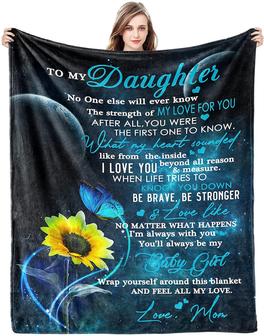 To My Daughter Blanket from Mom as Birthday Present I Love You Letter to Her, Ultra-Soft Flannel Fleece Light Weight Bed Throw - Thegiftio UK