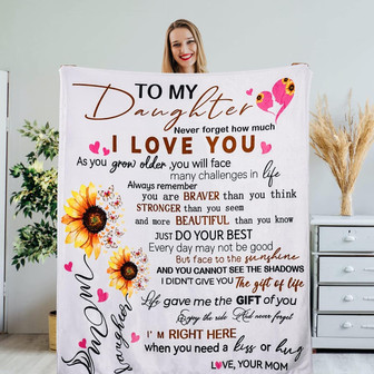 To My Daughter Blanket from Mom Dad Sunflower Blanket Soft Cozy Lightweight Throw Blanket for Couch Sofa Bed Living Room - Thegiftio