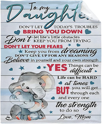 To My Daughter Blanket from Mom Elephant Airmail Blanket Gift for Women Soft Warm Fleece Flannel Throw Blanket - Thegiftio UK
