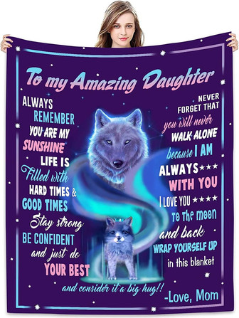 To My Daughter Blanket from Mom, Valentines Christmas Birthday Present Ideas for Women Teen Girls from Mother - Thegiftio