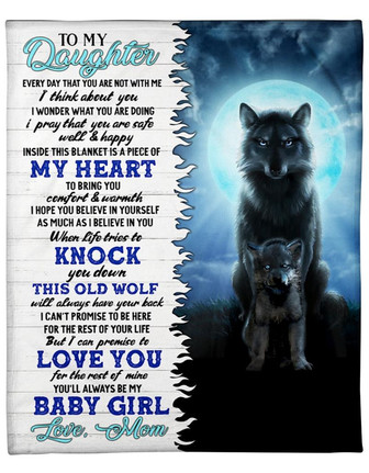 To My Daughter In This Blanket Is A Piece Of My Heart, Wolf Fleece Blanket Gift For Daughter For Family Home Decor - Thegiftio UK