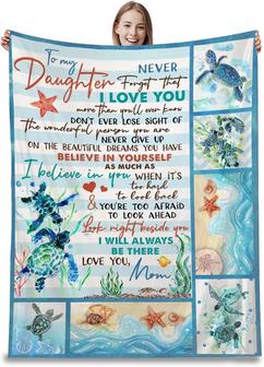 Daughter Blankets from Mom Letter Printed Fleece s With Ocean Animal Background - Thegiftio UK